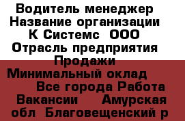 Водитель-менеджер › Название организации ­ К Системс, ООО › Отрасль предприятия ­ Продажи › Минимальный оклад ­ 35 000 - Все города Работа » Вакансии   . Амурская обл.,Благовещенский р-н